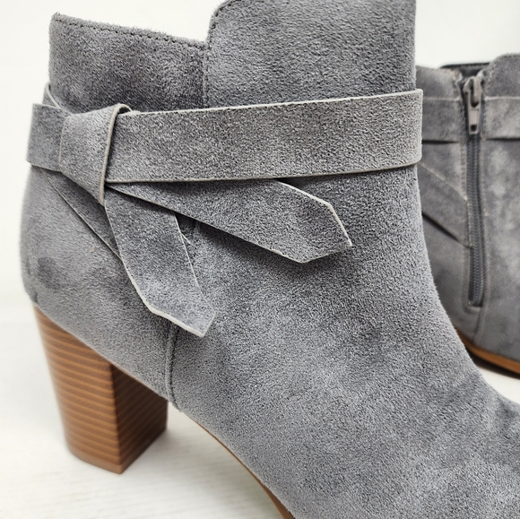 New Grey Booties Zip Side Ankle Boots Suede Style Ankle Boots Size 10 - Picture 2 of 10